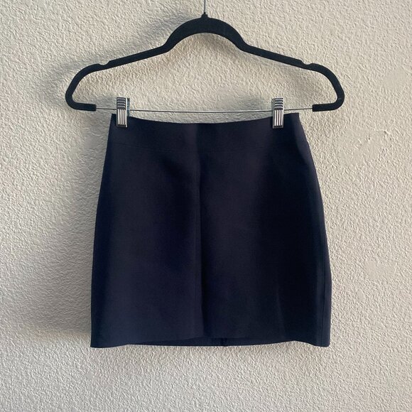 Helmut Lang SW-CS2256 Mini Skirt Raw Hem Zip Closure Dark Blue Size Small - Picture 1 of 5
